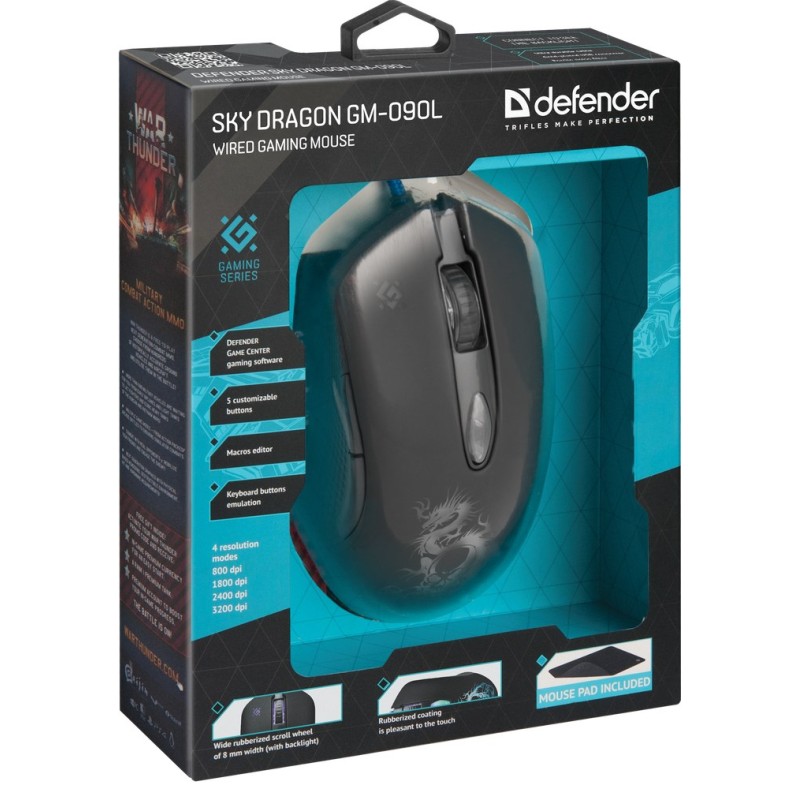 Defender GM-090L mouse Right-hand USB Type-A Optical 3200 DPI Defender GM-090L mouse Right-hand USB Type-A Optical 3200 DPI