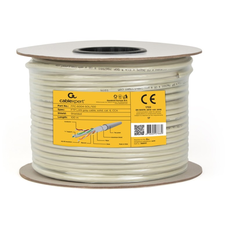 Gembird CAT6 FTP 100m networking cable Grey F/UTP (FTP) Gembird CAT6 FTP 100m networking cable Grey F/UTP (FTP)