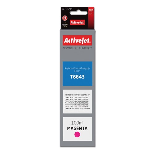Activejet AE-664M ink (replacement for Epson T6643; Supreme; 100 ml; magenta) Activejet AE-664M ink (replacement for Epson T6643; Supreme; 100 ml; magenta)