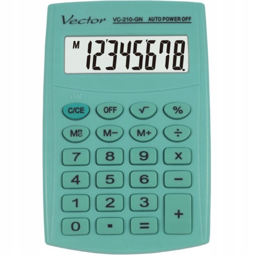 Vector KAV VC-210 GN pocket calculator, 8 digits, 64x98.5 mm, light green
