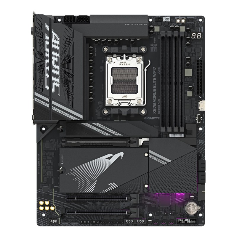 GIGABYTE X870 AORUS ELITE WIFI7 Motherboard - Supports AMD Ryzen 9000 CPUs, 16+2+2 phases VRM, up to 8000MHz DDR5 (OC), 3xPCIe 5.0 + 1xPCIe 4.0, Wi-Fi 7, 2.5GbE LAN, USB 4 GIGABYTE X870 AORUS ELITE WIFI7 Motherboard - Supports AMD Ryzen 9000 CPUs, 16+2+2 phases VRM, up to 8000MHz DDR5 (OC), 3xPCIe 5.0 + 1xPCIe 4.0, Wi-Fi 7, 2.5GbE LAN, USB 4
