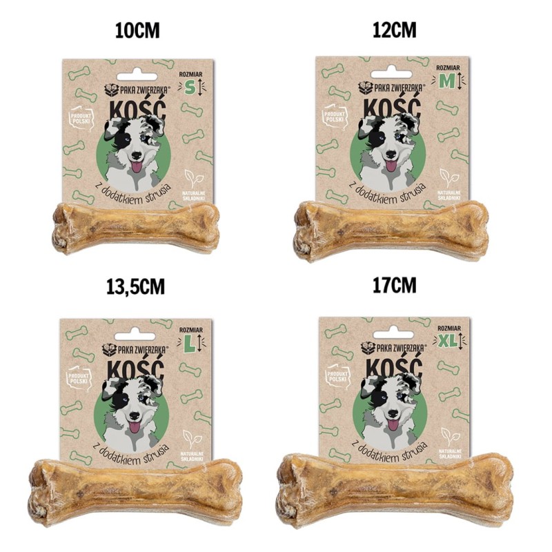 PAKA ZWIERZAKA Bone with added ostrich S 10 cm - dog treat - 35g PAKA ZWIERZAKA Bone with added ostrich S 10 cm - dog treat - 35g
