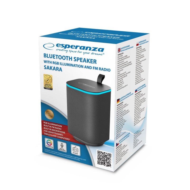 Esperanza EP155 BT FM LED RGB Speaker Black 10W Esperanza EP155 BT FM LED RGB Speaker Black 10W