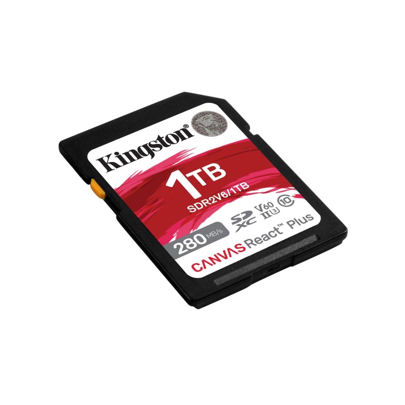Kingston Technology 1TB Canvas React Plus SDXC UHS-II 280R/150W U3 V60 for Full HD/4K Kingston Technology 1TB Canvas React Plus SDXC UHS-II 280R/150W U3 V60 for Full HD/4K