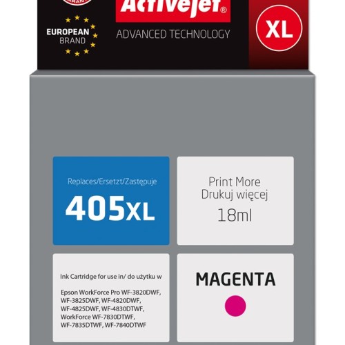 Activejet AE-405MNX Ink cartridge (replacement for Epson 405XL C13T05H34010; Supreme; 18ml; magenta)
