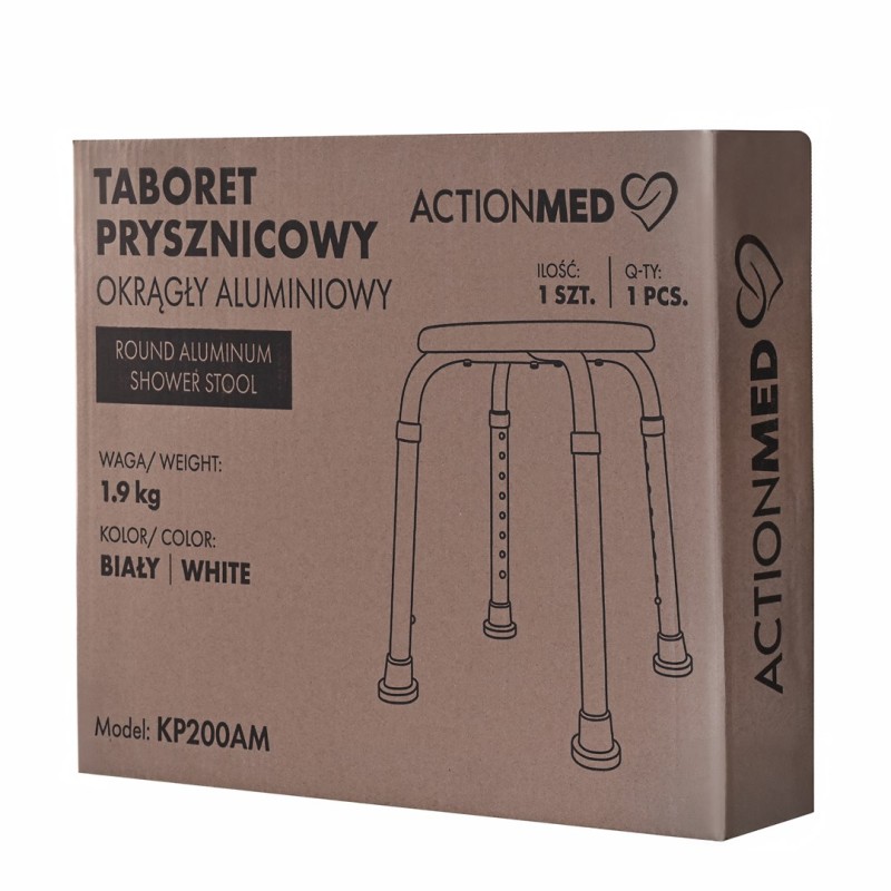 Round aluminium shower stool Round aluminium shower stool