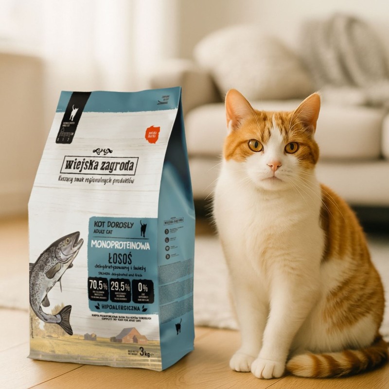 WIEJSKA ZAGRODA Monoprotein Salmon - dry cat food - 3kg
