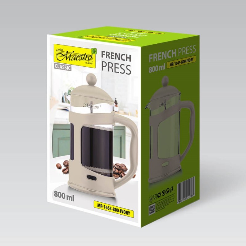 French press MAESTRO MR-1665 (MR-1665-800-IVORY) 800 ml Ivory French press MAESTRO MR-1665 (MR-1665-800-IVORY) 800 ml Ivory