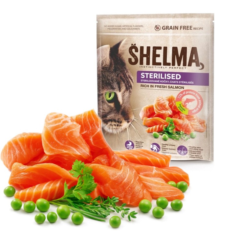 SHELMA Sterilised Salmon - dry cat food - 1,4kg