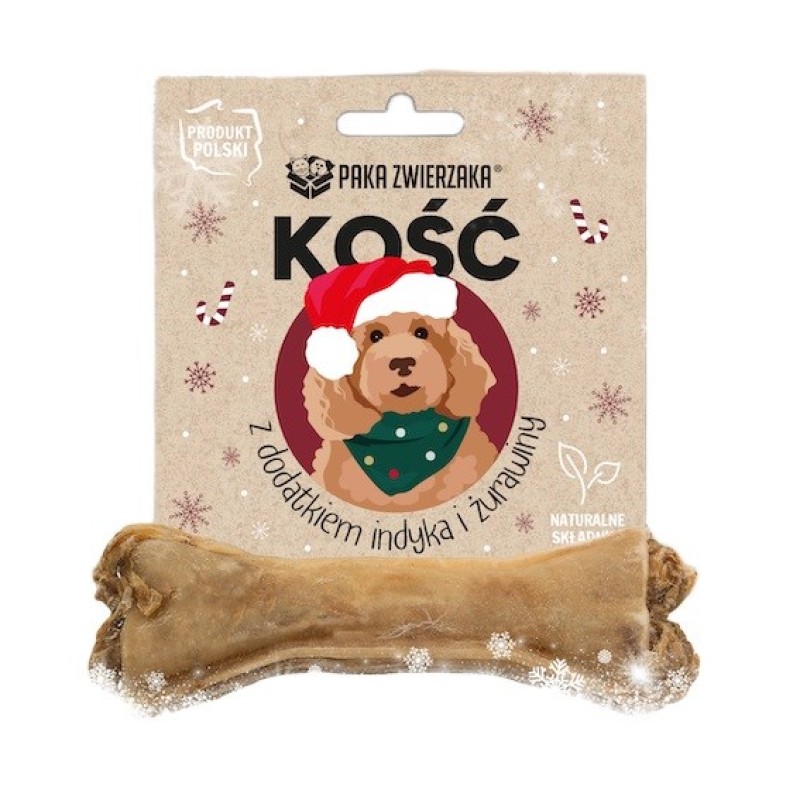 PAKA ZWIERZAKA Bone with turkey and cranberries 12cm - dog treat - 55g PAKA ZWIERZAKA Bone with turkey and cranberries 12cm - dog treat - 55g