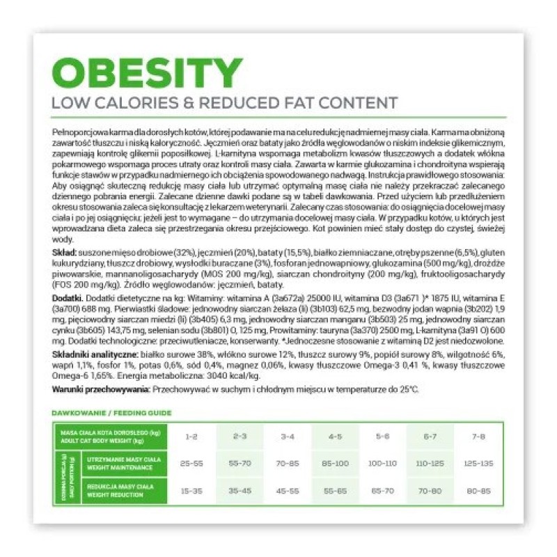 VET EXPERT Veterinary Diet Obesity Cat - dry food for cats - 2 kg VET EXPERT Veterinary Diet Obesity Cat - dry food for cats - 2 kg