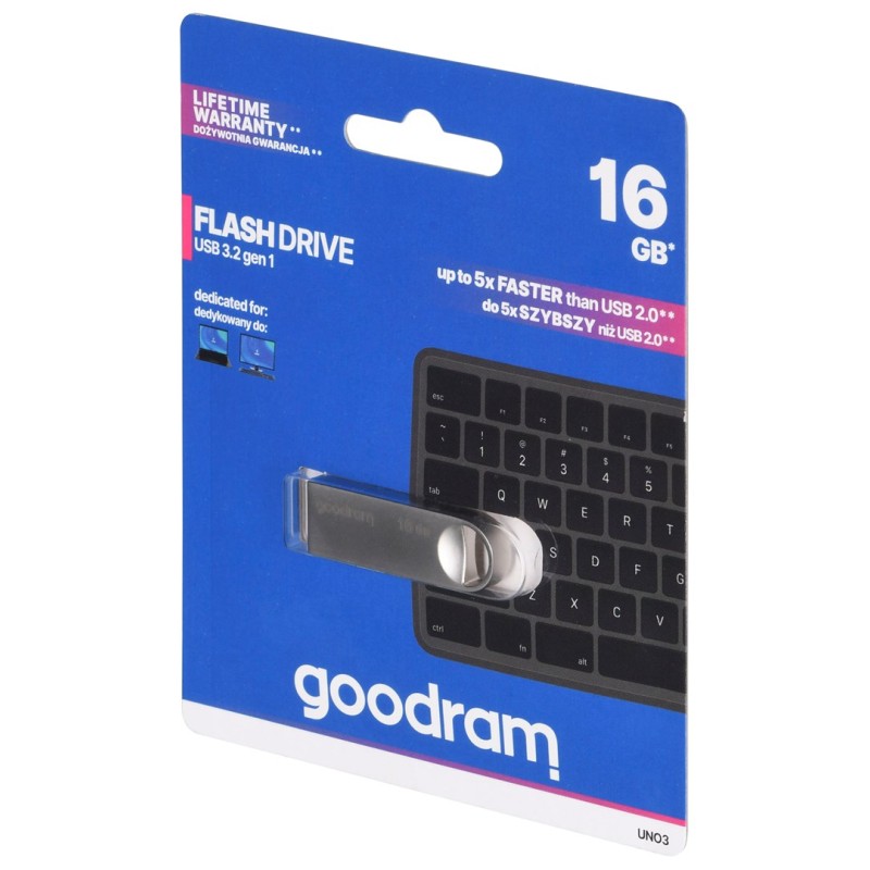 Goodram USB UNO3-0160S0R11 USB flash drive 16 GB USB Type-A 3.2 Gen 1 (3.1 Gen 1) Silver Goodram USB UNO3-0160S0R11 USB flash drive 16 GB USB Type-A 3.2 Gen 1 (3.1 Gen 1) Silver