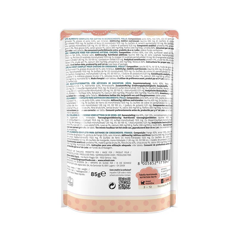 SCHESIR Chicken fillets in jelly - wet food for kittens - 85g SCHESIR Chicken fillets in jelly - wet food for kittens - 85g
