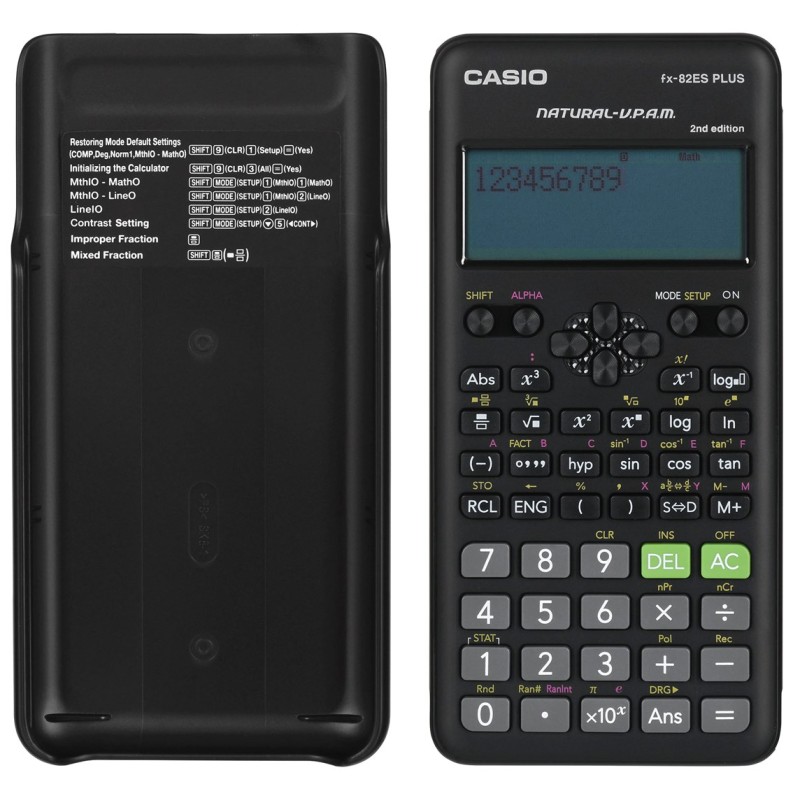 CASIO FX-82ESPLUS-2 CALCULATOR SCIENTIFIC, 252 FUNCTIONS, 77X162MM, BLACK, BOX CASIO FX-82ESPLUS-2 CALCULATOR SCIENTIFIC, 252 FUNCTIONS, 77X162MM, BLACK, BOX