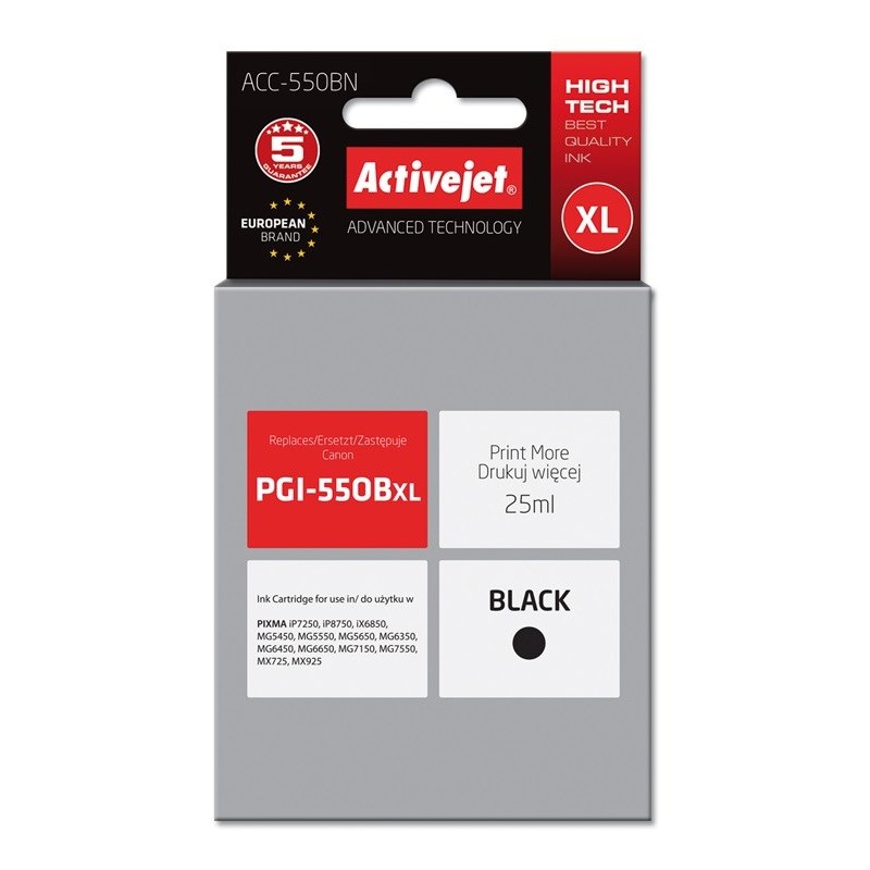 Activejet ACC-550BN Ink cartridge (replacement for Canon PGI-550BK; Supreme; 25 ml; black)