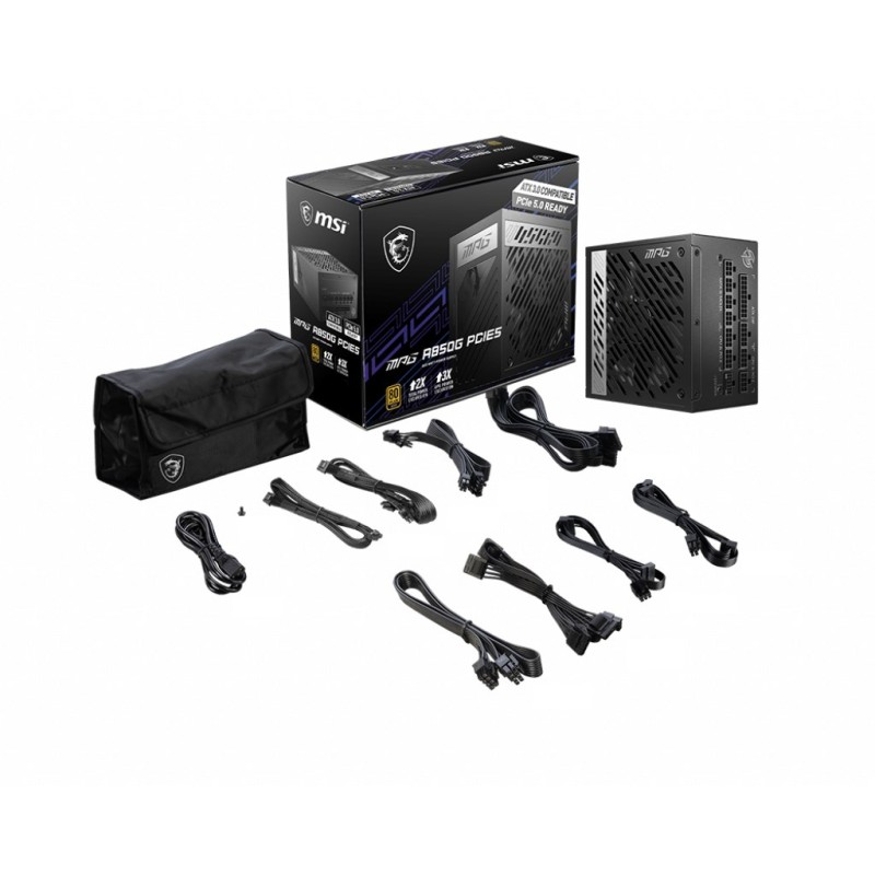 MSI MPG A850G PCIE5 power supply unit 850 W 24-pin ATX ATX Black MSI MPG A850G PCIE5 power supply unit 850 W 24-pin ATX ATX Black