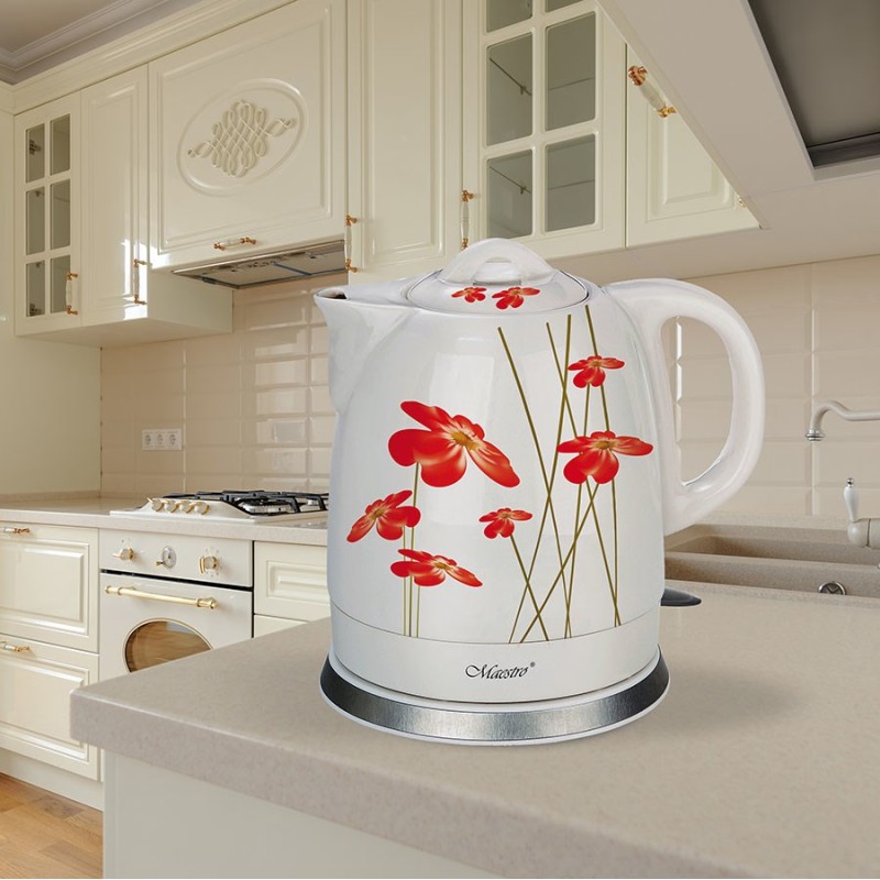 Feel-Maestro MR-066-RED FLOWERS electric kettle 1.5 L 1200 W Red, White Feel-Maestro MR-066-RED FLOWERS electric kettle 1.5 L 1200 W Red, White