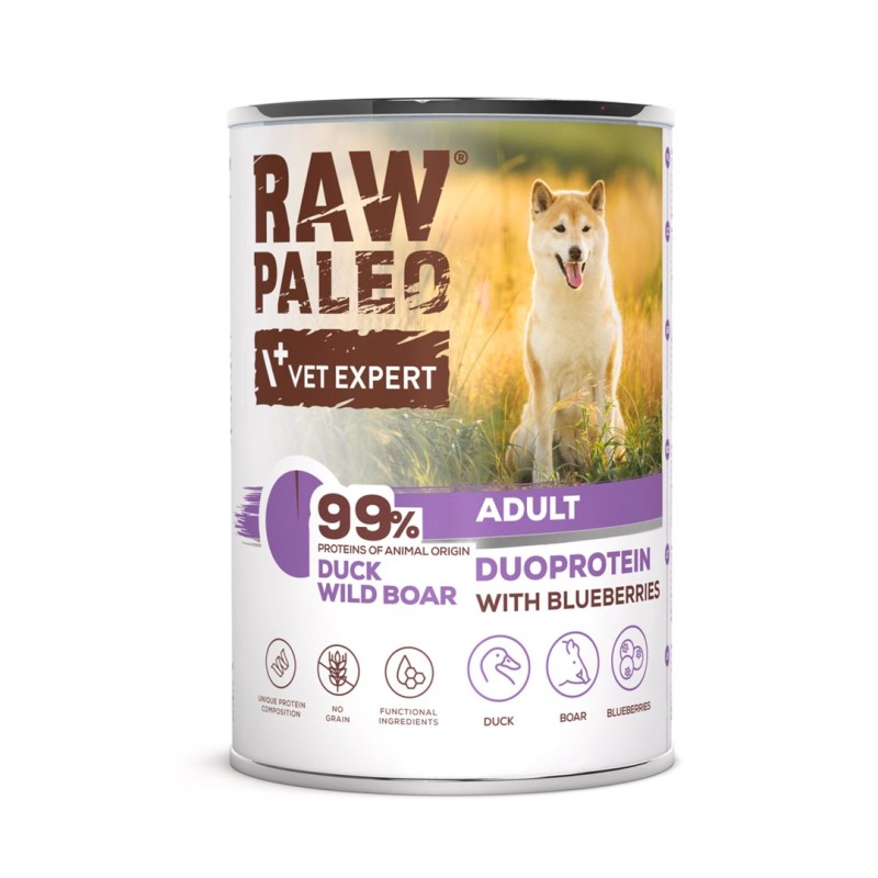 RAW PALEO Duoprotein Duck & Boar Adult - wet dog food - 400g