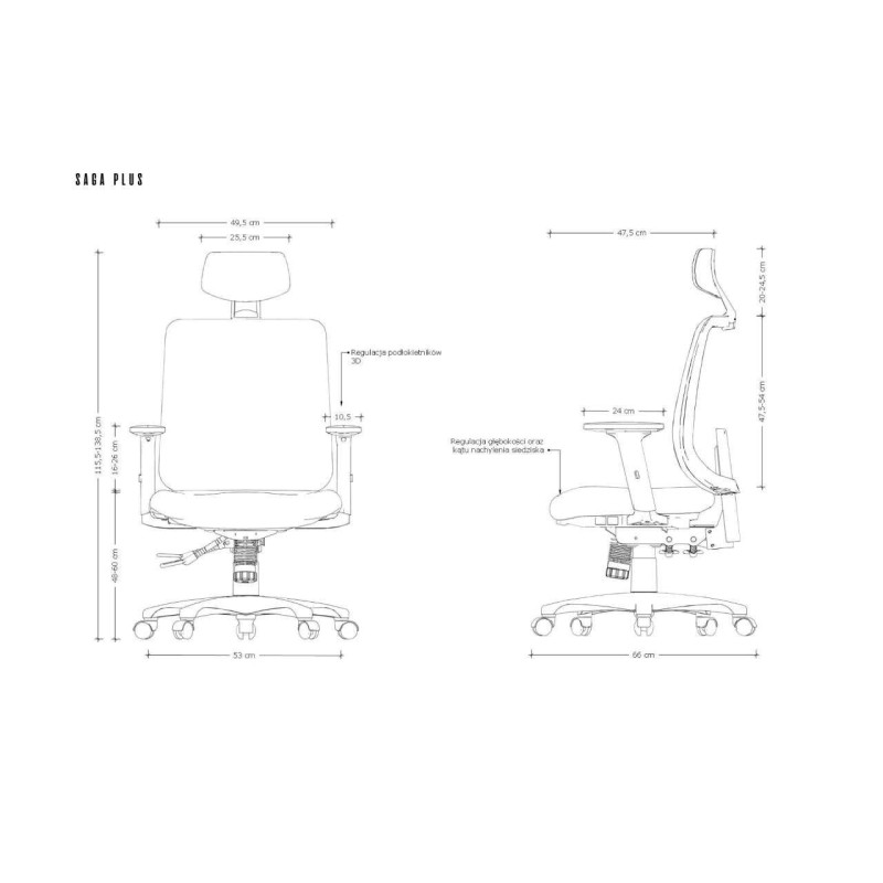 Ergonomic office chair SAGA PLUS black Ergonomic office chair SAGA PLUS black