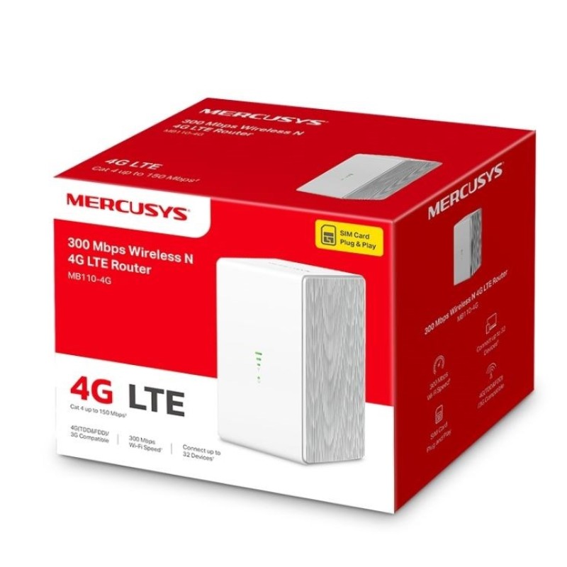Mercusys MB110-4G wireless router Ethernet Single-band (2.4 GHz) White Mercusys MB110-4G wireless router Ethernet Single-band (2.4 GHz) White