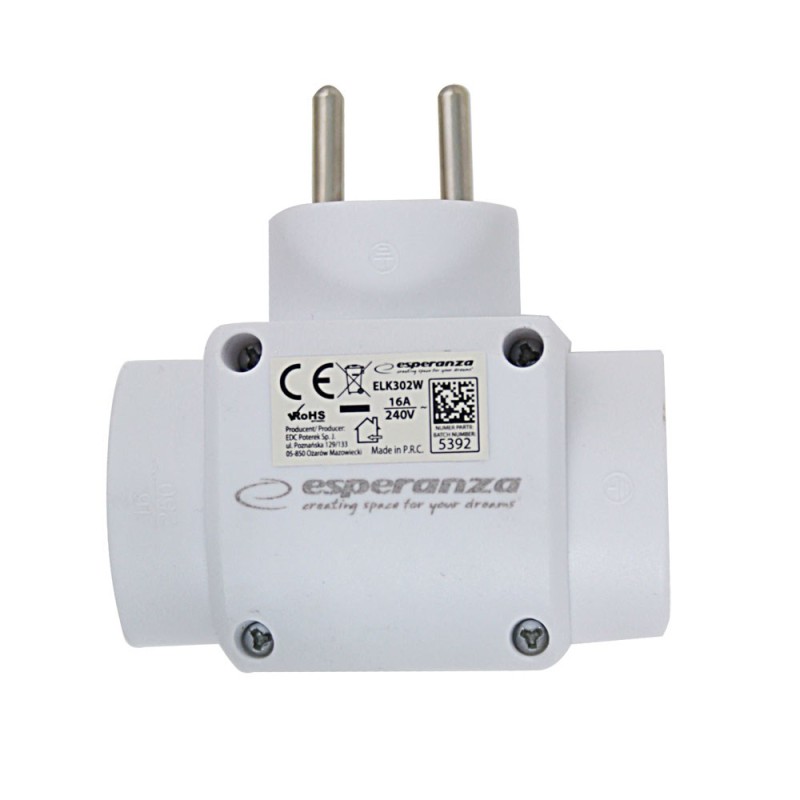 Esperanza ELK302W Electrical Splitter 3 sockets White Esperanza ELK302W Electrical Splitter 3 sockets White