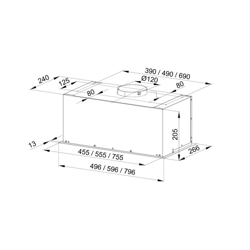 Cabinet-mounted ventilation hood MAAN Fiugi 2 60 310 m3/h, Satin Cabinet-mounted ventilation hood MAAN Fiugi 2 60 310 m3/h, Satin