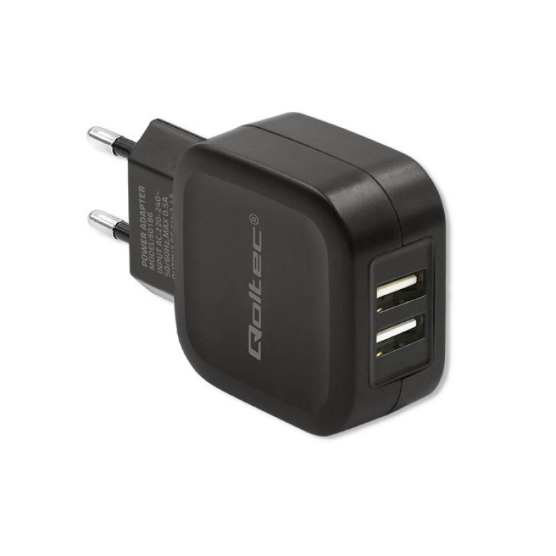 Qoltec 50186 Charger 17W | 5V | 3.4A | 2xUSB Qoltec 50186 Charger 17W | 5V | 3.4A | 2xUSB