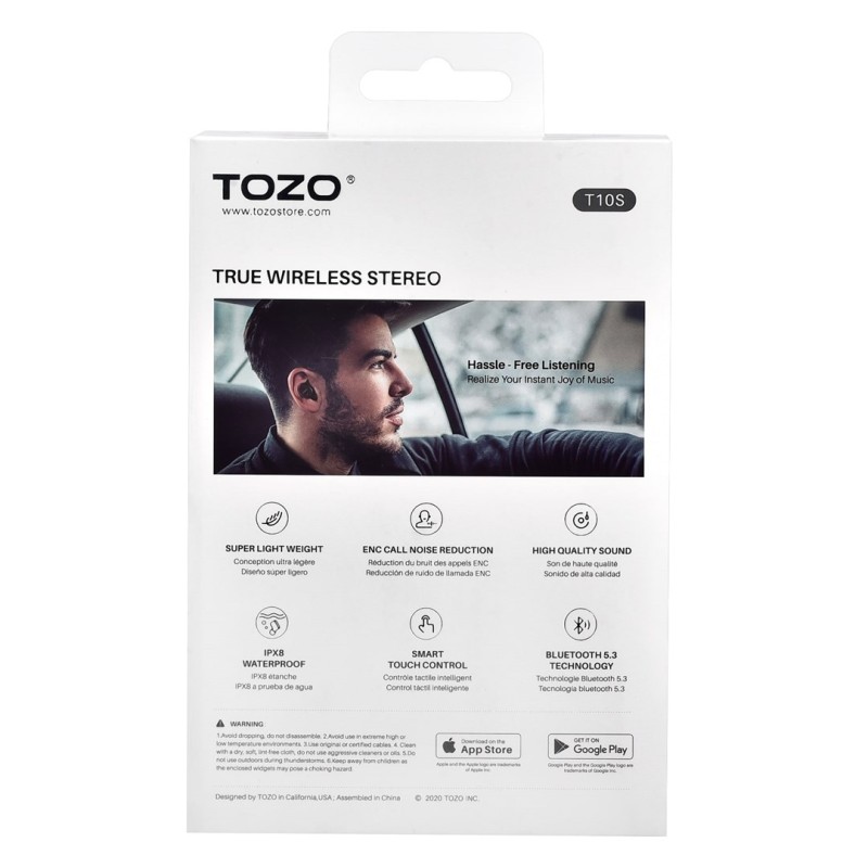 TOZO T10S True Wireless Stereo (TWS) In-Ear USB Type-C Bluetooth Headset Black TOZO T10S True Wireless Stereo (TWS) In-Ear USB Type-C Bluetooth Headset Black