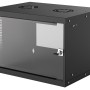 Intellinet Network Cabinet, Wall Mount (Basic), 6U, Usable Depth 340mm/Width 485mm, Black, Flatpack, Max 50kg, Glass Door, 19