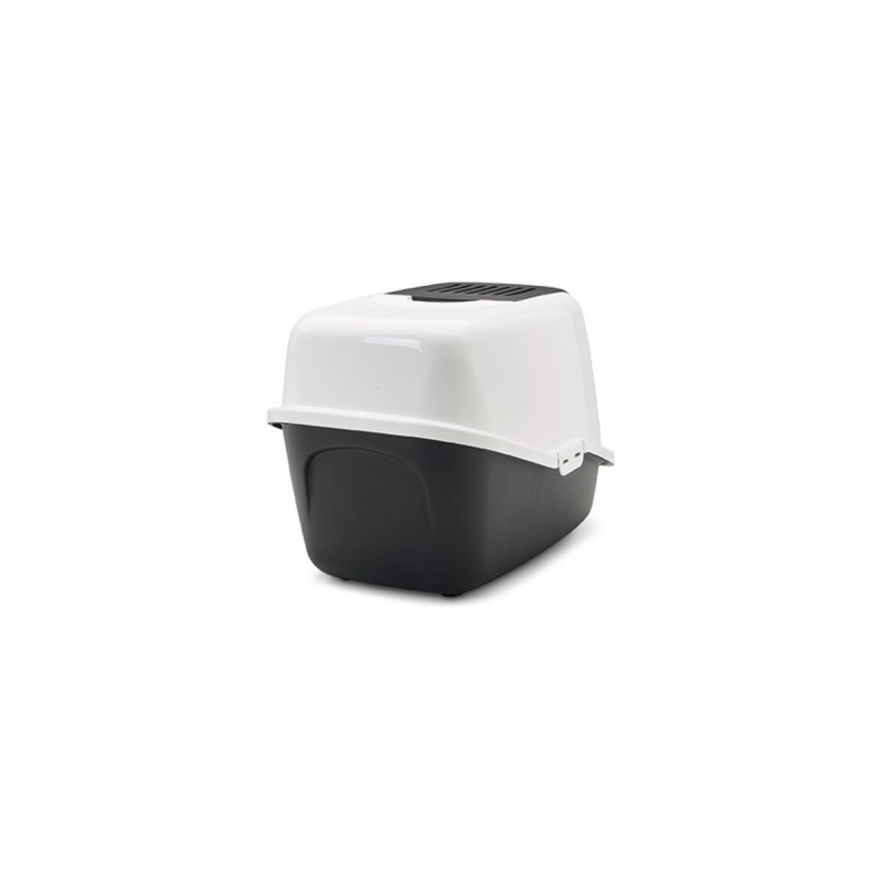 SAVIC Nestor White-Black - Covered Cat Litter Box - 56x39x38.5 cm - 1 pc SAVIC Nestor White-Black - Covered Cat Litter Box - 56x39x38.5 cm - 1 pc