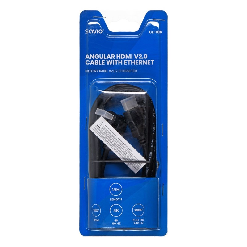 Savio CL-108 HDMI cable 1.5 m HDMI Type A (Standard) Black Savio CL-108 HDMI cable 1.5 m HDMI Type A (Standard) Black