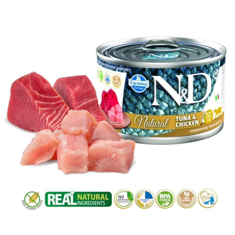 FARMINA N&D Cat Natural Tuna&Chicken- wet cat food - 140 g FARMINA N&D Cat Natural Tuna&Chicken- wet cat food - 140 g