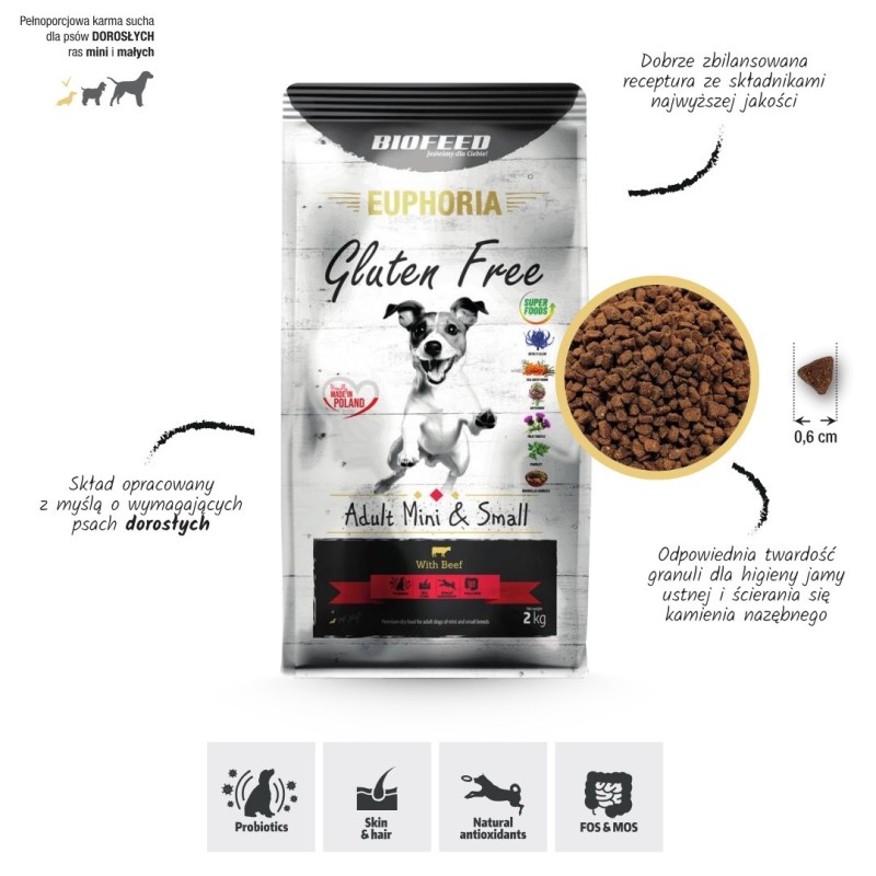 BIOFEED Euphoria Gluten Free Adult mini & small Beef - dry dog food - 12kg BIOFEED Euphoria Gluten Free Adult mini & small Beef - dry dog food - 12kg