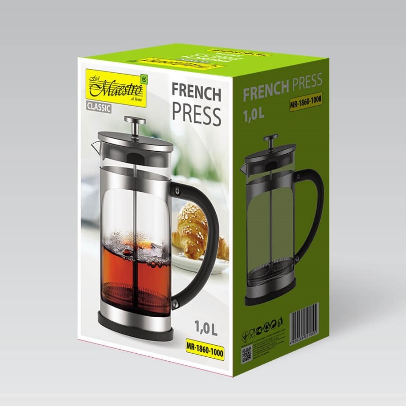 French press MAESTRO MR-1860 (MR-1860-1000) 1000 ml Steel French press MAESTRO MR-1860 (MR-1860-1000) 1000 ml Steel