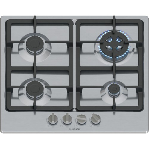 Bosch Serie 4 PGH6B5K90 hob Stainless steel Built-in 58 cm Gas 4 zone(s)