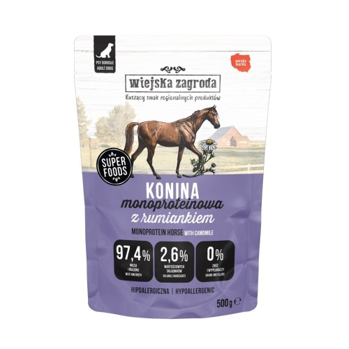 WIEJSKA ZAGRODA Monoprotein Horsemeat - wet dog food - 500g WIEJSKA ZAGRODA Monoprotein Horsemeat - wet dog food - 500g