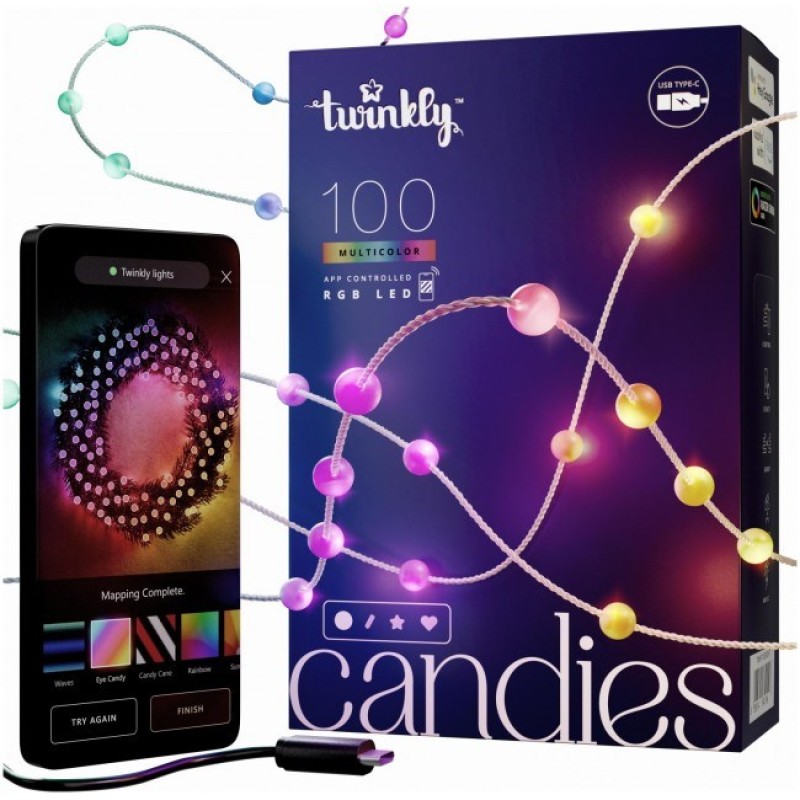 Twinkly Candies LED Christmas tree lights TWKP100RGB-T 6 m Twinkly Candies LED Christmas tree lights TWKP100RGB-T 6 m