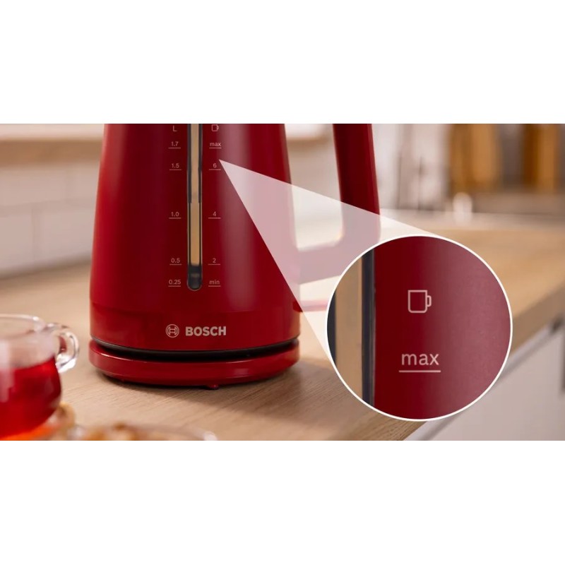 Bosch TWK3M124 electric kettle 1.7 L 2400 W Red Bosch TWK3M124 electric kettle 1.7 L 2400 W Red