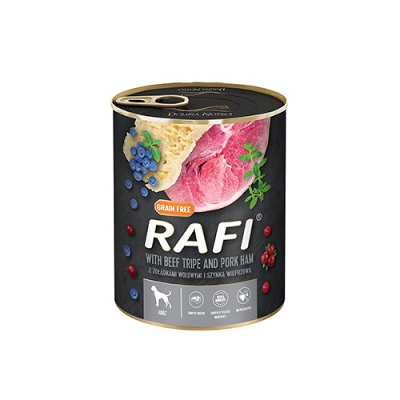 Dolina Noteci Rafi Dog wet food with beef stomachs and ham - 800g