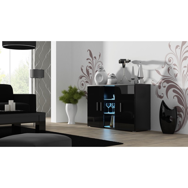 Cama sideboard 120 cm SOHO S7 black/black gloss Cama sideboard 120 cm SOHO S7 black/black gloss