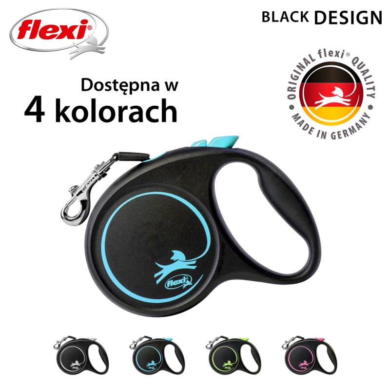 Flexi Automatic leash Black Design M 5 m, Blue Flexi Automatic leash Black Design M 5 m, Blue
