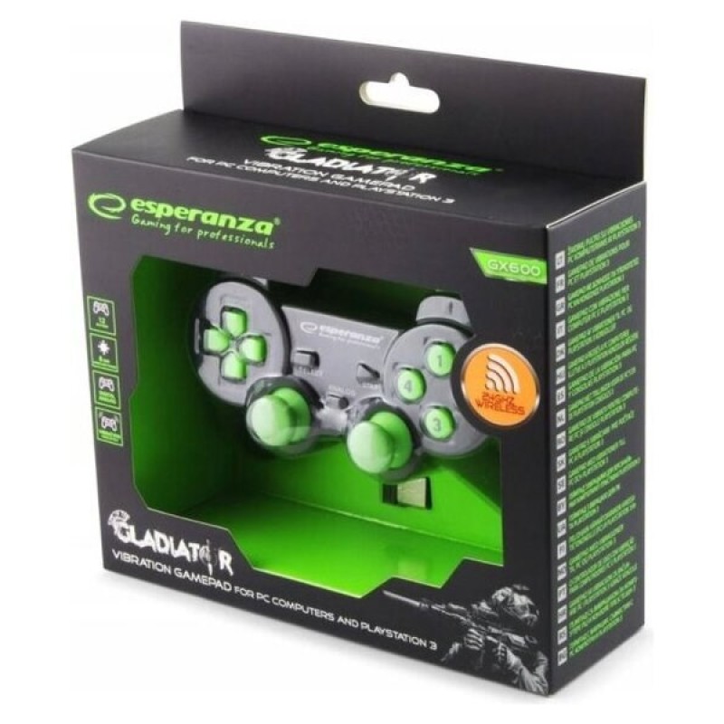 Esperanza EGG108G Gaming Controller Gamepad PC,Playstation 3 Analogue / Digital USB 2.0 Black,Green Esperanza EGG108G Gaming Controller Gamepad PC,Playstation 3 Analogue / Digital USB 2.0 Black,Green