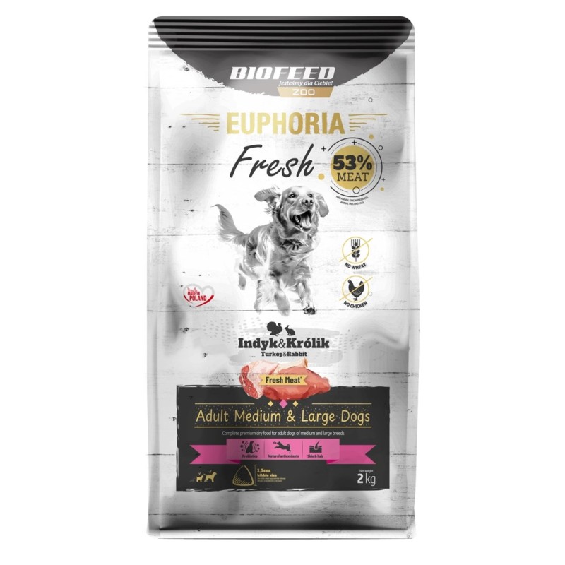 BIOFEED Euphoria Adult Medium & Large dogs Turkey with rabbit - dry dog food - 2kg