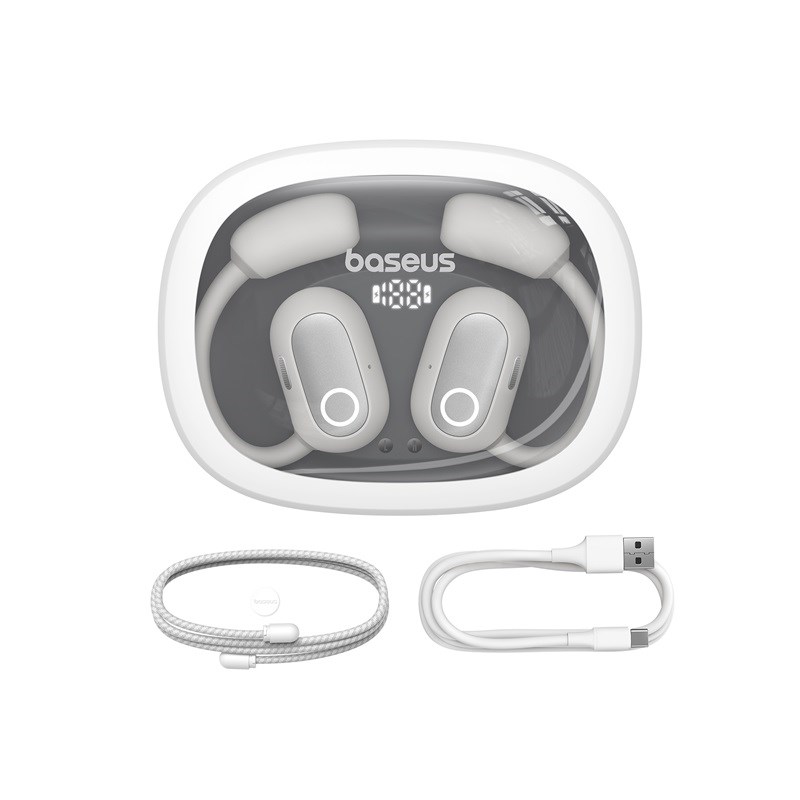 Baseus Eli Fit Open- Ear Headset Wireless Connectivity/Music USB Type-C Bluetooth White Baseus Eli Fit Open- Ear Headset Wireless Connectivity/Music USB Type-C Bluetooth White