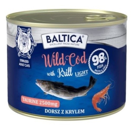 BALTICA Excellent Wild cod with krill Light - wet cat food - 185g BALTICA Excellent Wild cod with krill Light - wet cat food - 185g