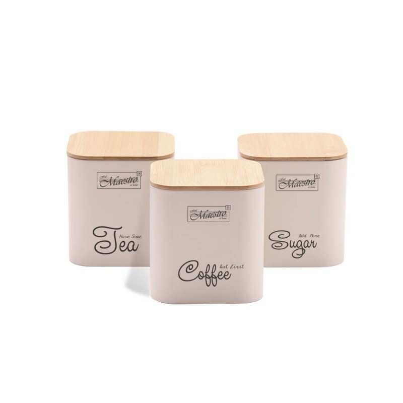 SET OF METAL CONTAINERS 3 PCS MR-1775-3S-IVORY SET OF METAL CONTAINERS 3 PCS MR-1775-3S-IVORY