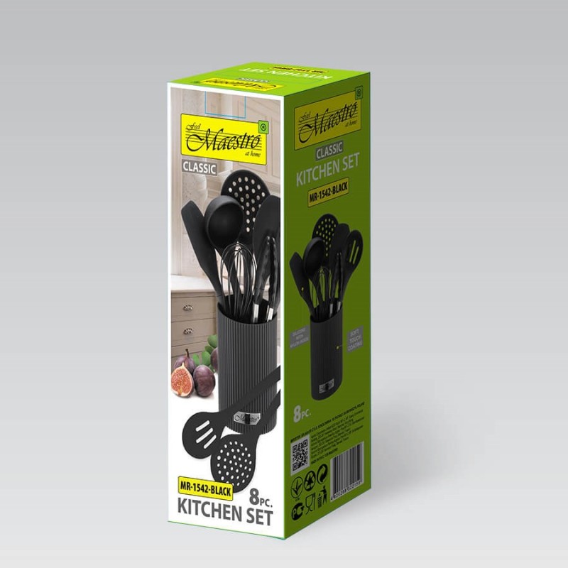 Kitchen utensils MAESTRO MR-1542-BLACK 8 elements Black