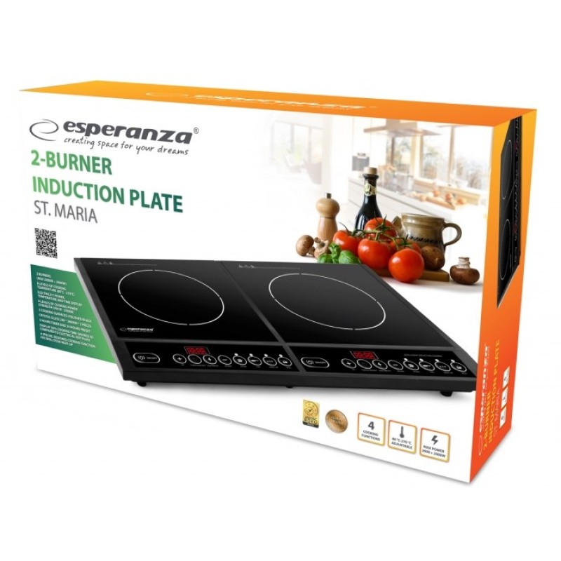 Esperanza EKH008 hob Black Countertop Zone induction hob 2 zone(s) Esperanza EKH008 hob Black Countertop Zone induction hob 2 zone(s)