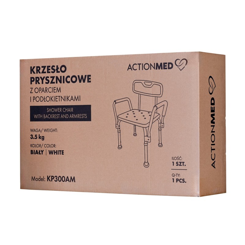 Shower chair with backrest and armrests