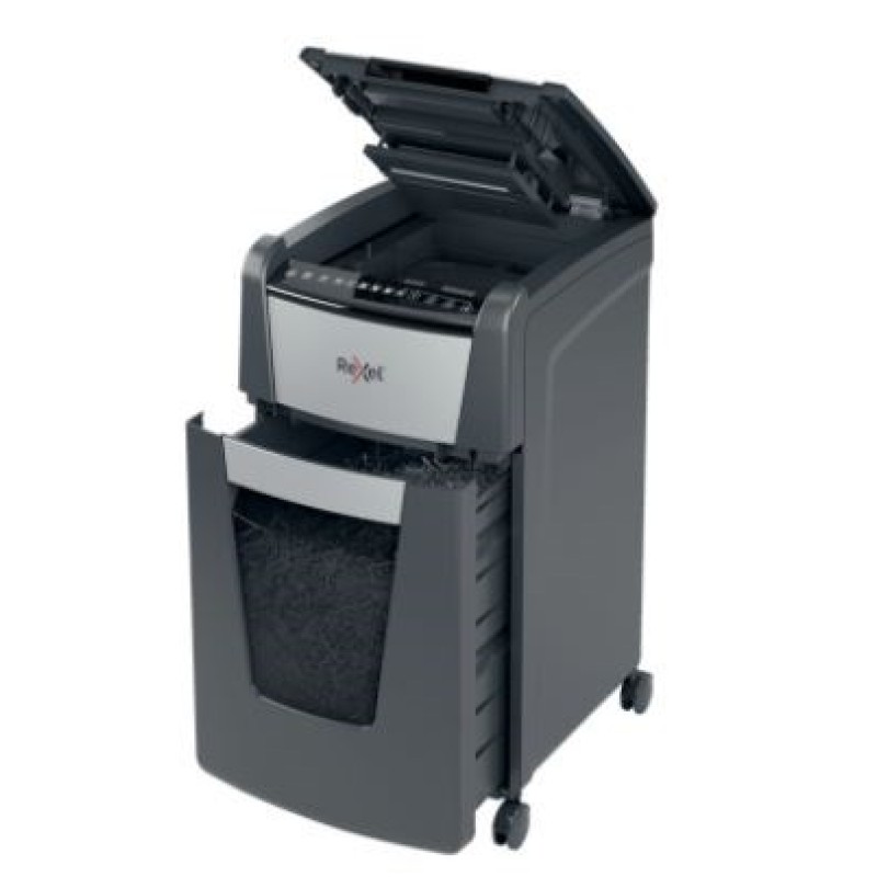 Rexel AutoFeed+ 300M automatic shredder, P-5, micro cut (2x15mm), 300 sheets, 60 litre bin Rexel AutoFeed+ 300M automatic shredder, P-5, micro cut (2x15mm), 300 sheets, 60 litre bin